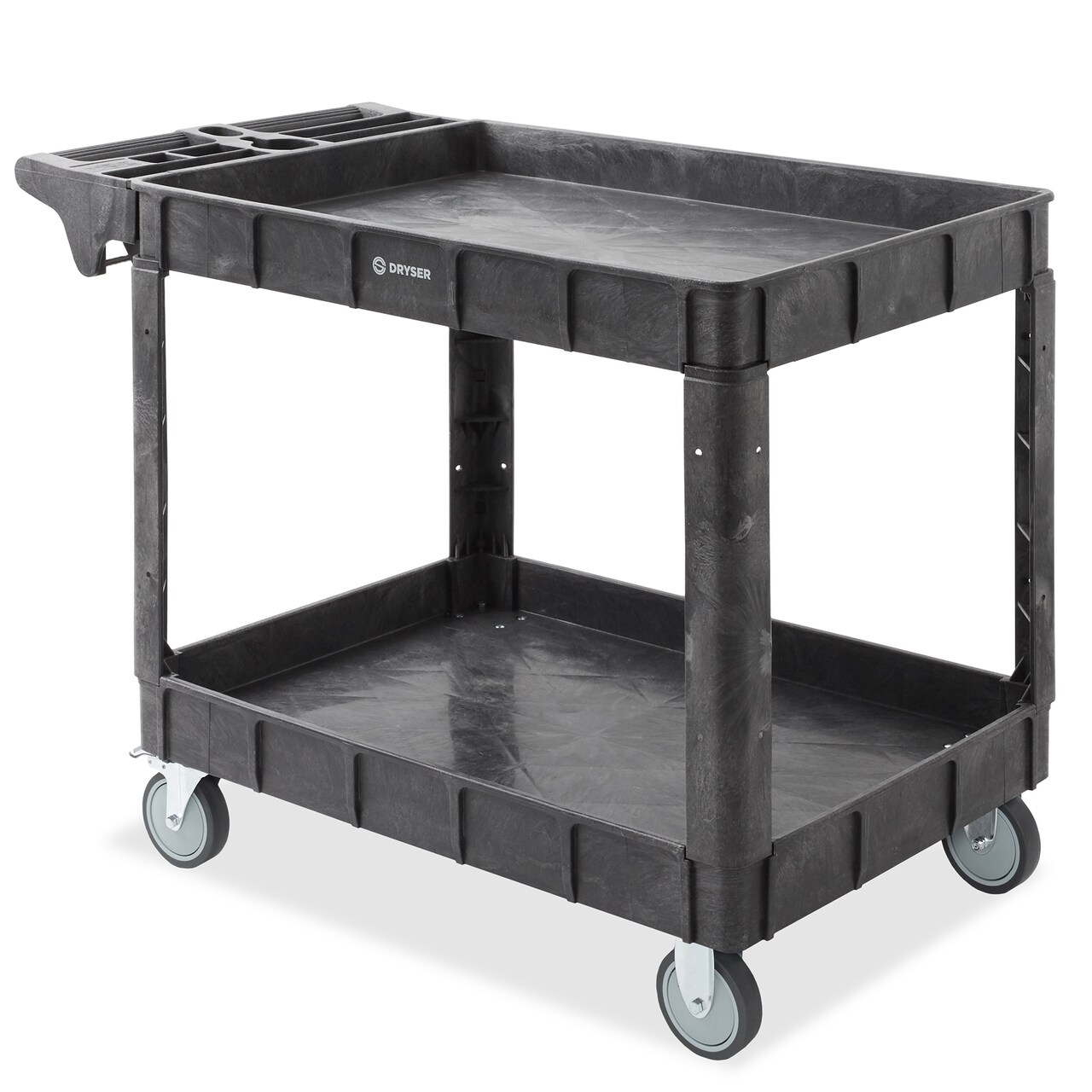 Dryser Utility Cart with Wheels, 46" x 25" Heavy Duty 550 lb. Capacity with Shelves - 2 Tier Rolling Cart with Two 5" Swivel Casters for Warehouse, Garage, Cleaning